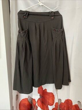 Luna Claire Dark Gray Skirt with Buttoned Pocket Tabs